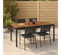 Garden Dinner Table 180 x 88.5 x 75 cm Natural and Black Solid Acacia Wood