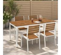 Garden Dinner Table 180 x 88.5 x 75 cm Natural and White Solid Acacia Wood