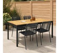 Garden Dinner Table 180 x 88.5 x 75 cm Whitewash Black Solid Acacia Wood