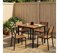 Garden Dinner Table 70 x 68.5 x 75 cm Natural and Black Solid Acacia Wood
