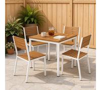 Garden Dinner Table 70 x 68.5 x 75 cm Natural and White Solid Acacia Wood