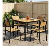 Garden Dinner Table 80 x 80.5 x 75 cm Whitewash and Black Solid Acacia Wood