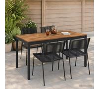 Garden Dinner Table Natural and Black 141 x 80.5 x 75 cm Solid Acacia Wood