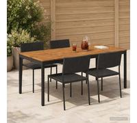 Garden Dinner Table Natural and Black 196 x 100.5 x 75 cm Solid Acacia Wood
