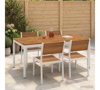 Garden Dinner Table Natural and White 147 x 88.5 x 75 cm Solid Acacia Wood