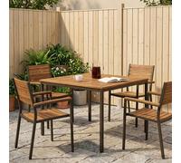 Garden Dinner Table Natural Coffee 110 x 108.5 x 75 cm Brown Solid Acacia Wood
