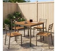 Garden Dinner Table Natural Coffee 80 x 80.5 x 75 cm Brown Solid Acacia Wood