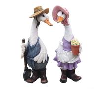 Garden Duck Couple Decoration Hand Painted Statues for Outdoor and Lawn Decor (Duck flower box)
