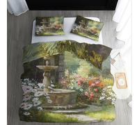 Garden Duvet Cover Sets, Impressionist Wildflowers Bedding Emperor Size Bed Set 290x235cm, Soft Reversible Microfiber Quilt Cover & 2 Pillowcases, Zipper Closure S-6
