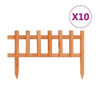 Garden Edging 10 pcs. Solid Firwood Brown 440 x 29 cm Lawn Border 7-slat Bundle
