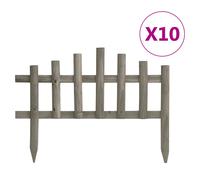 Garden Edging 4.4m Solid Firwood Grey 10pc 44x35cm Panel 7-Slat NoAssembly Rust.