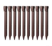 Garden Edging Stakes, Heavy Duty Plastic Landscape Anchors for Netting, 10-Inch Ground Spikes to Secure Turf, Flower Beds, Brown, 10 Pack