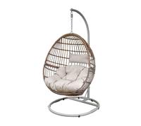 Egg Hanging Swing Chair, Wicker Rattan Basket, Steel Frame, Single - DG60