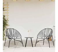 Garden Egg Chair Set 3pcs Black PE-Rattan and Powder-Coated Steel 77×68.5×82cm
