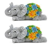 ILFD Group Ltd Solar Elephant Garden Ornament 23Cm / 9" - Pack Of 2