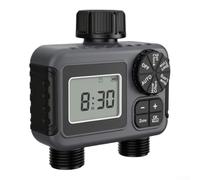 Garden Faucet Timer Dual Valve for Lawn Sprinkler Drip | Two independent outlets, for zone , 1-120 min duration, auto/manual modes, saves water costs