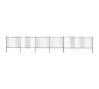 Garden Fence 10.2x1.5m Black Powder-Coated Steel with Spear Top, Durable Panels