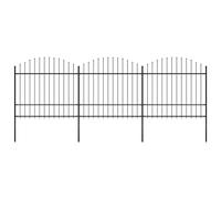 Garden Fence 11.9m Black Steel Panels 7 Posts 8 Spear-Top 1.25-1.5m Height Set