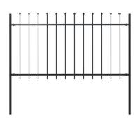 Garden Fence 170x150cm Black Powder-Coated Steel Spear Top Decorative Set Panel