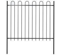 Garden fence 181x150cm Black Powder-coated Steel Hoop Top Panel with Posts incl