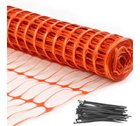 Garden Fence, 1x50m Reusable Temporary Fencing Plastic Roll with 100pcs Zip Ties, Heavy Duty Snow Fence for Deer, Poultry, Dog Proof Fence, Above Ground Barrier, Orange