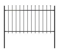 Garden fence 3.4m Black powdercoat steel 2 panels 3 posts spear top durable kit