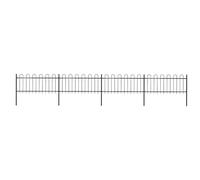 Garden fence 3.4m x110cm Black Powder-Coated Steel Hoop Top 2 Panels 3 Posts Set