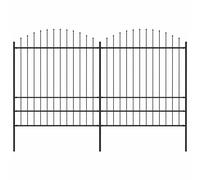 Garden fence 3.59x2.00m Steel 3.4m Total Black 2 Panels 3 Posts Spear TopHeavyHD