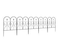 Garden Fence 305x81cm Black Metal 5-Panel Decorative Heart Scrollwork Edging New