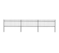 Garden fence 340x110cm Black powder-coated steel 2 panels 3 posts spear top kit