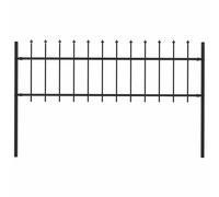 Garden Fence 340x110cm Black Powder-Coated Steel Spear Top Panels, 2pk incl 3pc