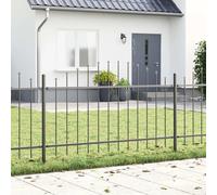 Garden Fence 4pc Powder-Coated Steel Grey 170x140cm Outdoor Durable 4 Panels DIY