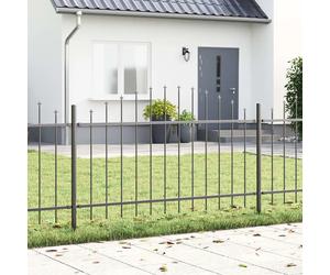 Garden Fence 4pc Powder-Coated Steel Grey 170x140cm Outdoor Durable 4 Panels DIY