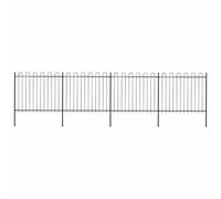 Garden Fence 680x200cm Black Powder-Coated Steel 4 Panels 5 Posts Hoop Top Incl