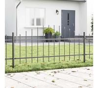 Garden Fence 6pcs Powder-Coated Steel Grey 170x115cm Outdoor Durable Decor Panel