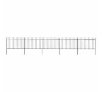Garden fence 8.5 metres Black powder-coated steel 5 panels 6 posts 120 cm high