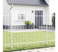 Garden Fence 8 pcs White 170 x 165 cm Powder-Coated Steel