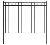 Garden fence Black 1.7x1.2m Powder-coated Steel Circle Top Decorative Panel 1pc
