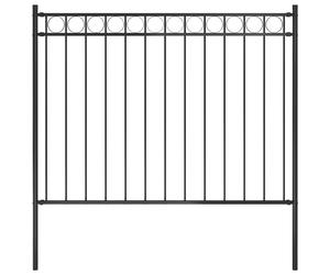 Garden fence Black 1.7x1.2m Powder-coated Steel Circle Top Decorative Panel 1pc
