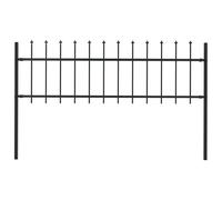Garden fence Black 170x110cm Powder-Coated Steel Spear Top Panel with posts kit