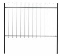 Garden fence Black 3.40m x 1.10m Powder-coated Steel Spear Top 2 Panels 3 Posts