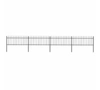 Garden fence Black 3.40m x 130cm powder-coated steel 2 panels 3 posts spear top
