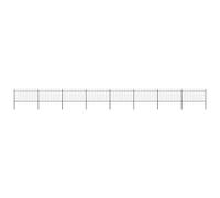 Garden fence Black 3.40m x110 cm Powder-coated steel spear top 2 panels 3 posts