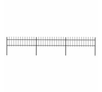 Garden fence Black 340x110cm Powder-coated Steel 2 Panels 3 Posts Spear Top Set