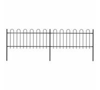 Garden Fence Black 340x110cm Powder-Coated Steel Hoop Top 2 Panels 3 Posts Set