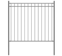 Garden Fence Black Powder-Coated Steel 170x130 cm Circle Top Privacy Panel Set