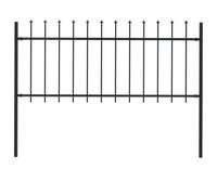 Garden Fence Black Powder-Coated Steel 170x130cm Spear Top Panel with Posts Kit