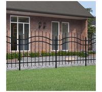 Garden Fence Black Powder-Coated Steel 239x140cm Spear Top Panel High-Security