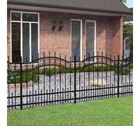 Garden Fence Black Powder-Coated Steel 240x140cm Arched Spear Top SecurityPanel
