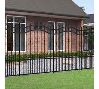 Garden Fence Black Powder-Coated Steel 240x202.5cm Arched Spear Top Panel Sets